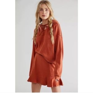 Free People Sweatshirt Set Sweater Hoodie Sweatshirt Skirt Ruffle FP Beach